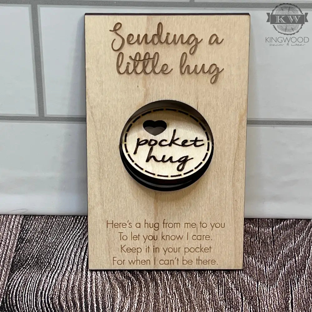 Wooden pocket hug keepsake with card, a thoughtful gift for loved ones