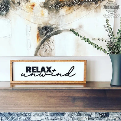 Relax and unwind farmhouse sign _label_new, alberta,