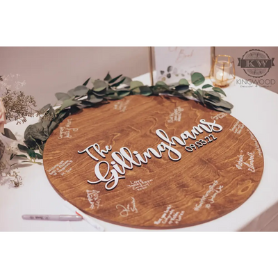 3d sign guestbook - wedding guest signing - round 3d laser