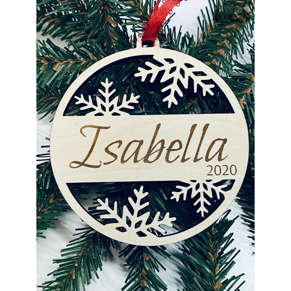 Snowflake custom name ornament 3d laser cut, alberta,