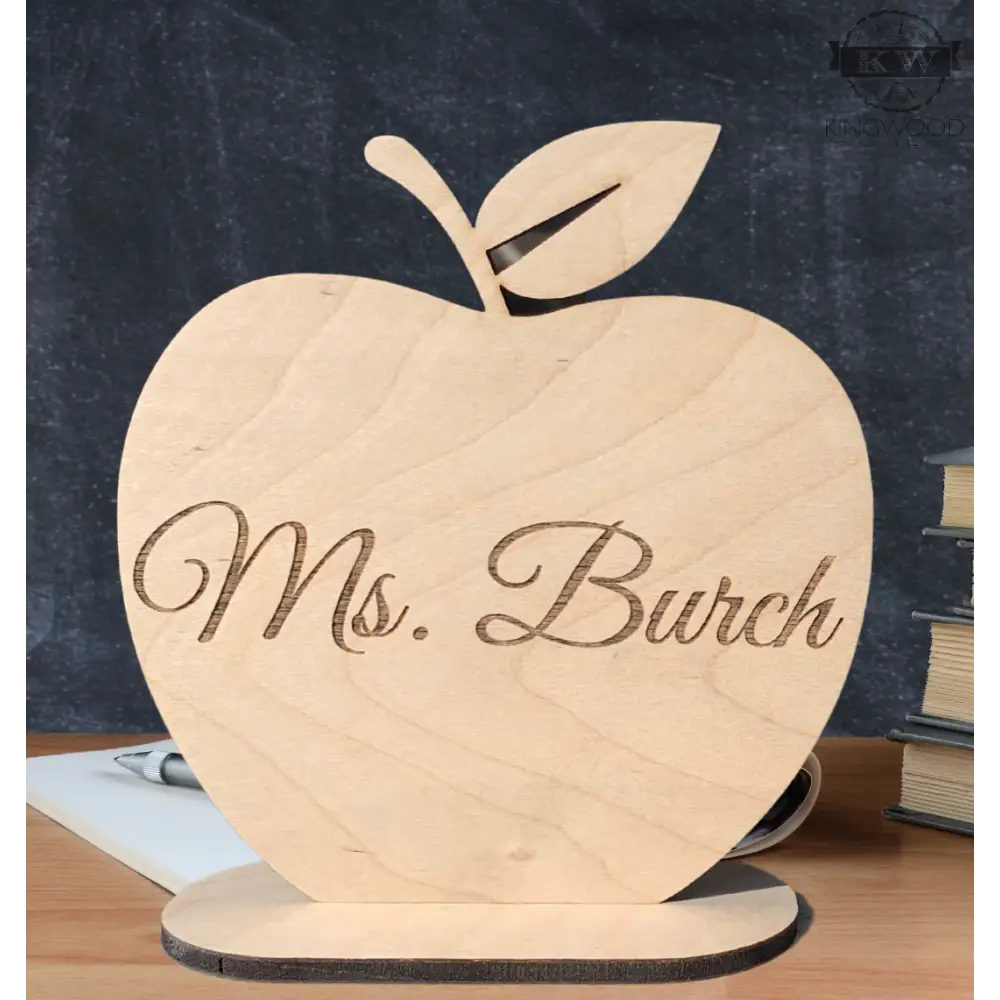 Wooden teacher apple appreciation gift and personalized classroom name plaque