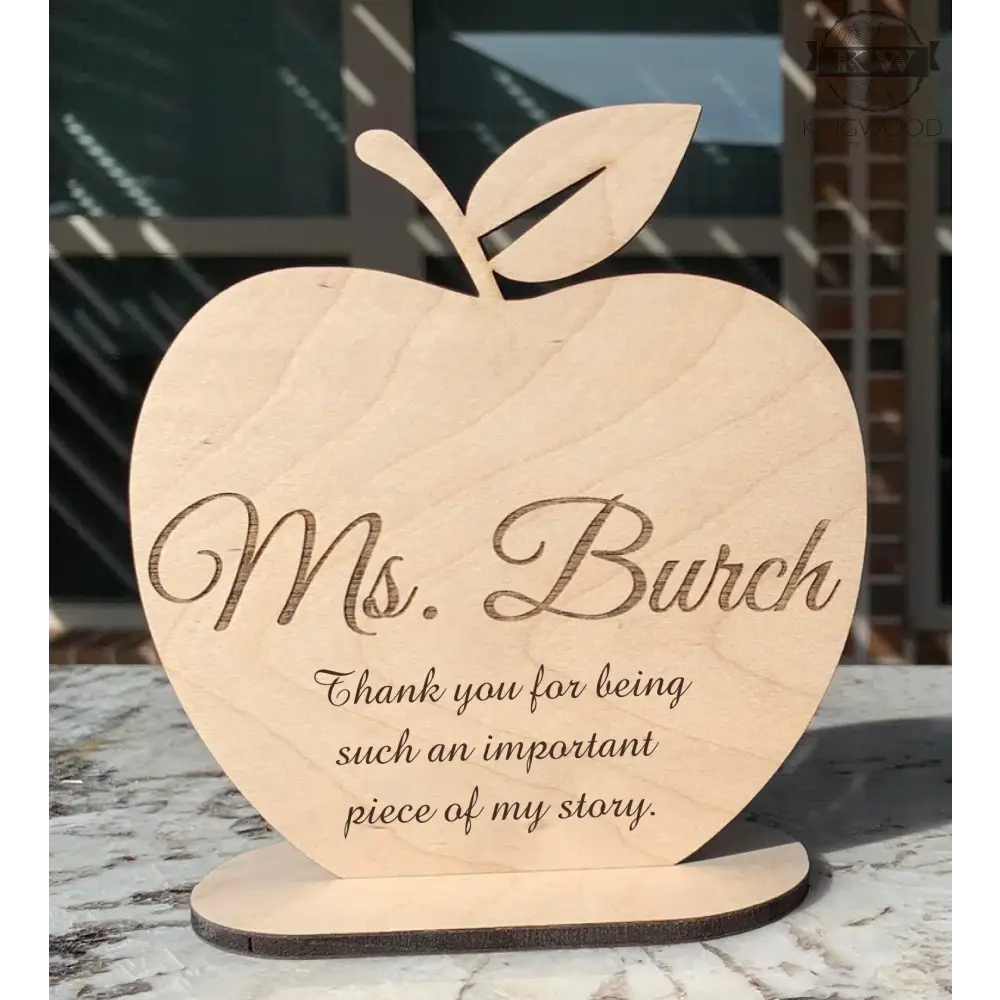 Personalized Teacher Appreciation Gift featuring a Wooden Apple, perfect for cutting boards