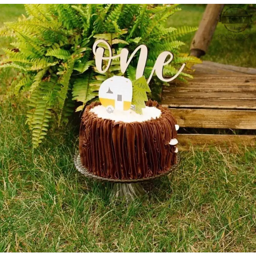 One - wooden cake topper 3d laser cut, alberta, baby, birth,