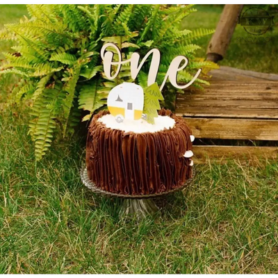 One - wooden cake topper 3d laser cut, alberta, baby, birth,